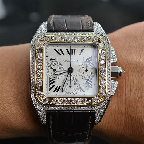 cartier santos 100 diamond xl|cartier santos 100 diamond price.